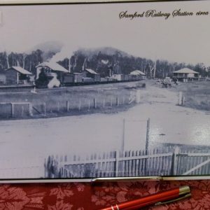 large train plaque