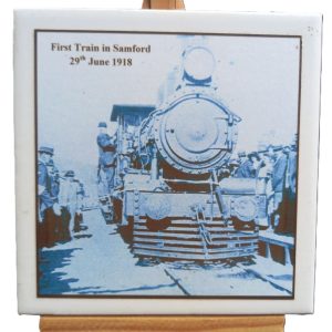 small train plaque
